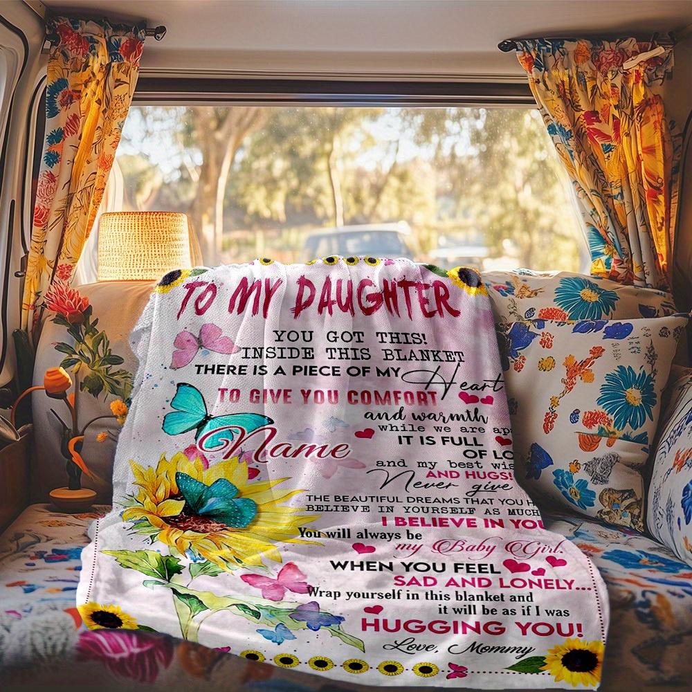 Sunflower Butterfly Customize Your Name Rv Blanket Comfortable Soft Lightweight Multiseasonal Blanket For Travel Camping Picnics Sofas Rvs Beds Living