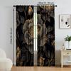 Set Of 2 Versatile Polyester Transparent Curtains Home Decoration Black Golden Floral Use Bedrooms Living Rooms Curtain Ideal For Room