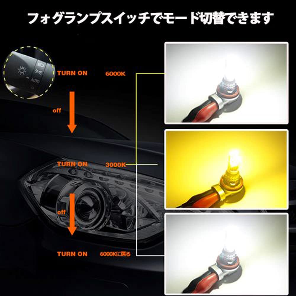 FOG2C Series LED Fog Lamp, H3, White and Yellow, 2 Color Switching, 16 W, 3200LM