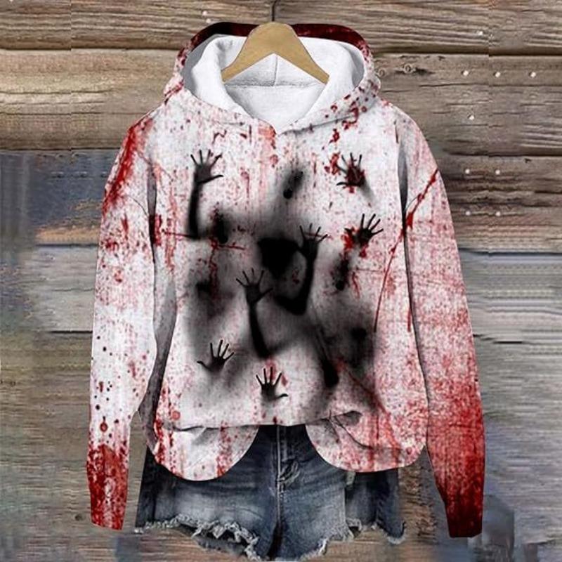Spring And Autumn Fashion Men's Hoodie Holiday Party Role-playing Bloody Letter 3D Print Hoodies Casual Boy Sweatshirt Women's Oversized Top Clothing