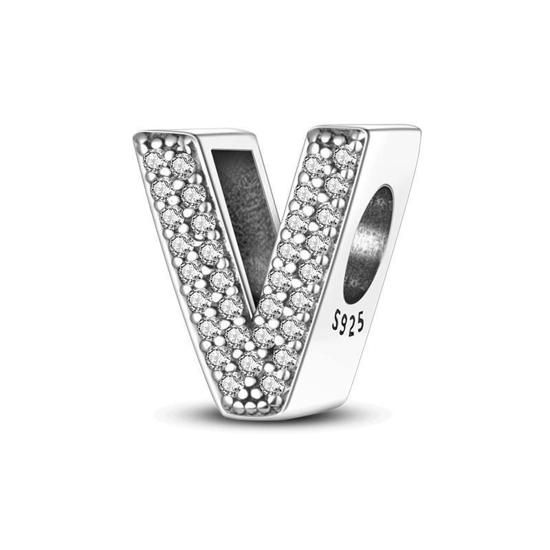 Flower Shape 26 Alphabet Letters Charm Pendant Beads For Original Brand Bracelet Diy Jewelry Making Birthday Gift