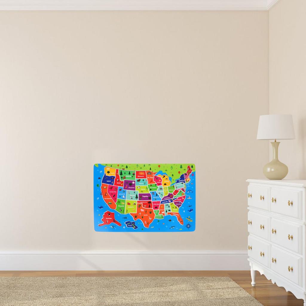 Ifundom Holz USA Karte x Pädagogisches Puzzle für Altersstufen Zufällig Großartig für Geographie Lernen und Kognitive Entwicklung Puzzle, 17" 11", Kinder, 4-8, Mädchen,