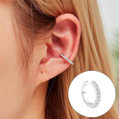 Party Ear Clip No Pierced Jewelry Circle Ear Cuff Rhinestone CZ Cuff Earrings No Piercing Earring