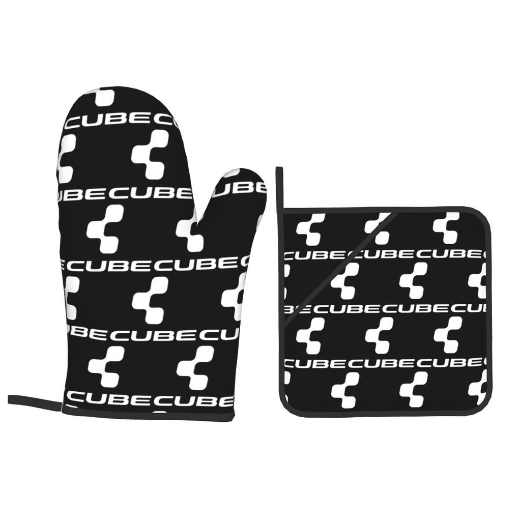 Cube Cycling Mtb Mountain Bike Oven Mitts and Pot Holder Sets of 2 for Baking Kitchen Cooking Grilling Resistant Non-Slip Gloves