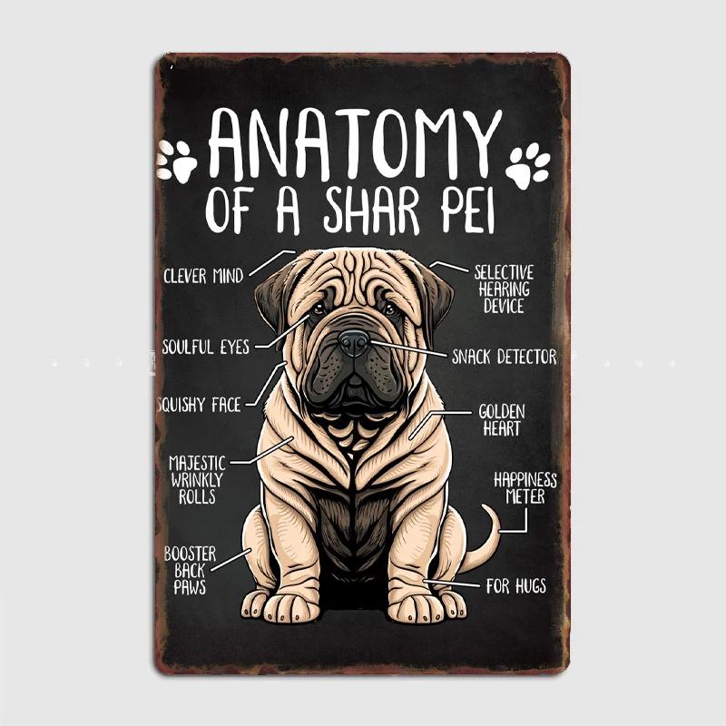 

Anatomy of a Shar Pei Metal Sign Mural Painting Cinema Living Room Cinema Funny Tin Sign Poster 12x8inch20x30cm