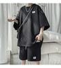 ANGELCITY Summer Plus Size Short and and Summer L951 Men's Set, Sweatshirt, Jersey, Sleeves, Shorts, T-Shirt Shorts, 2-Piece Set, Sportswear,
