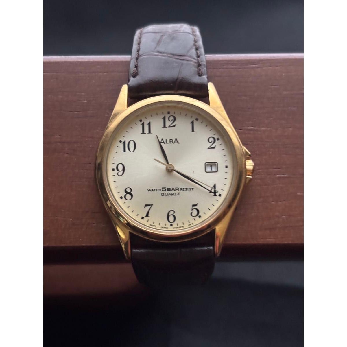 ALBA Alba Quartz Watch Gold Brown WATER 5 BAR RESIST