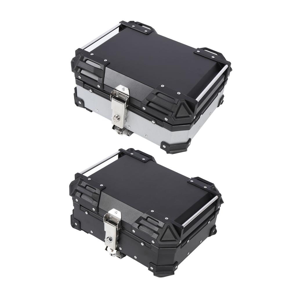Rear Top Case Aluminum Alloy Water Resistant Fit Motorcycle Top Box Shockproof with Safety Lock for Helmet Luggage