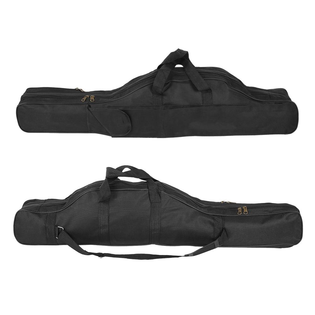 Lansetă de pescuit de exterior, mulinetă, cutie pentru naluci, geantă de depozitare, curea de umăr ajustabilă (Negru 1m)