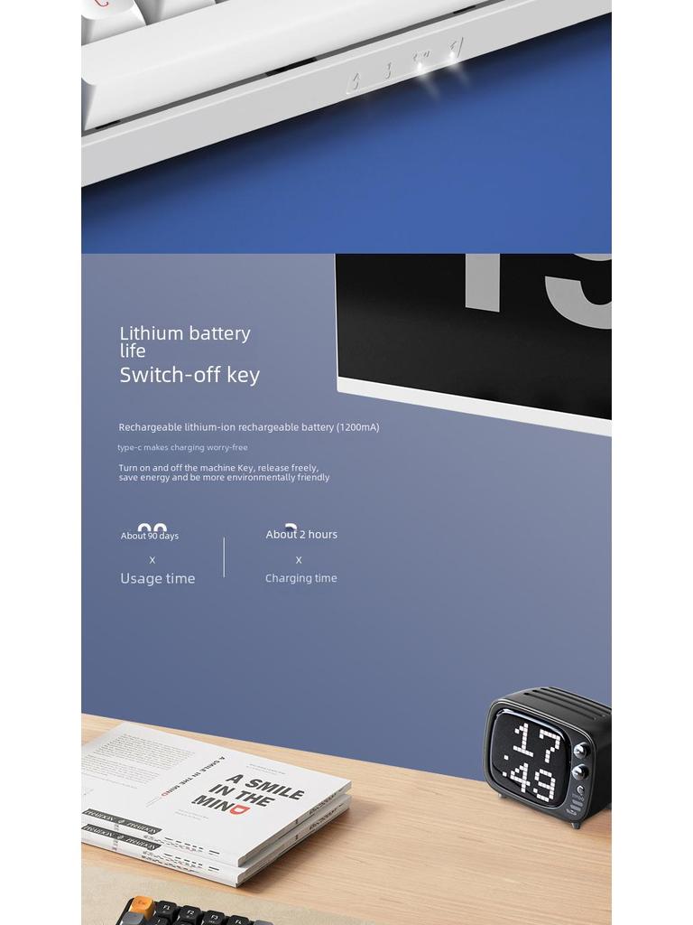 Patriot A87 Rechargeable Wireless Mechanical Keyboard, Full-Key Anti-Ghosting, Wired/Wireless, Blue Switches for Office & Gaming.