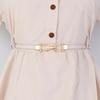 Women's Leather Decorative Buckle Pull-Through Waistband Belt for Skirts and Suits - Punch-Free Design.