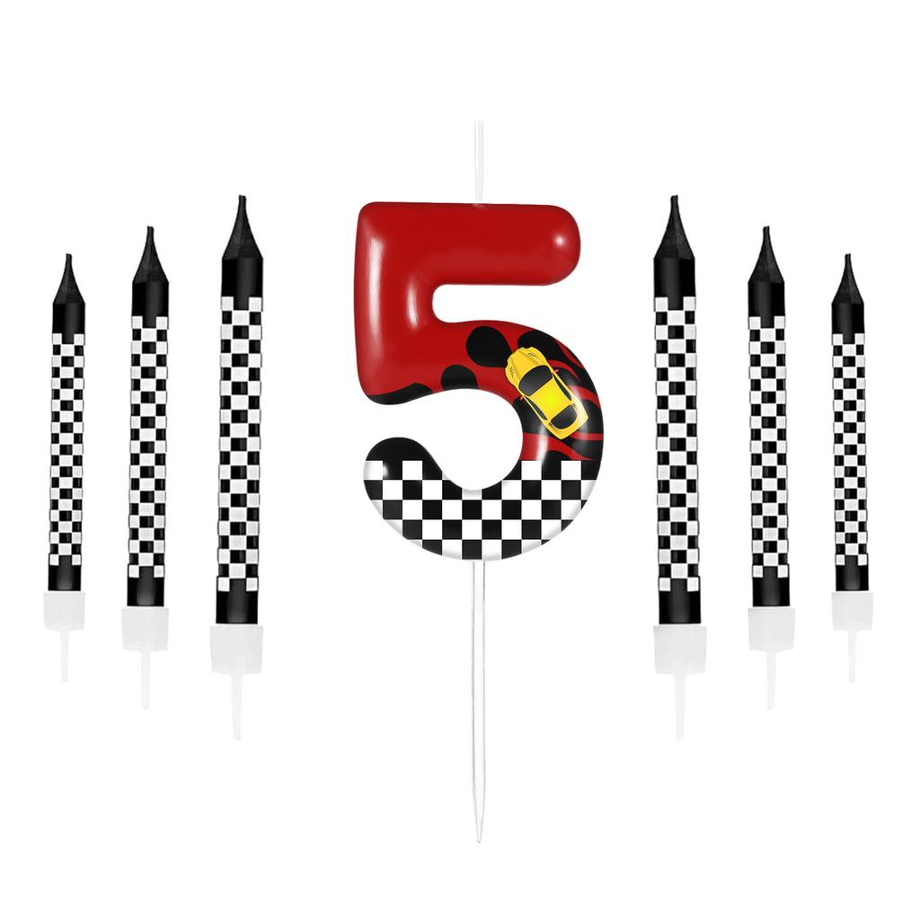 7pcs Red Blue Spider 8th Birthday Number Candles, Number 0-9 Candle Cake Topper Decorations for Spider Cartoon Themed Parties