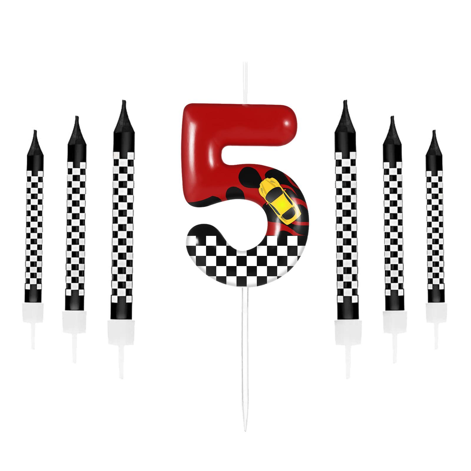 

7 шт. красные свечи для торта на день рождения в тематике гоночных автомобилей, номера 0 1 2 3 4 5 6 7 8 9 10 Свеча Топпер для торта на день рождения