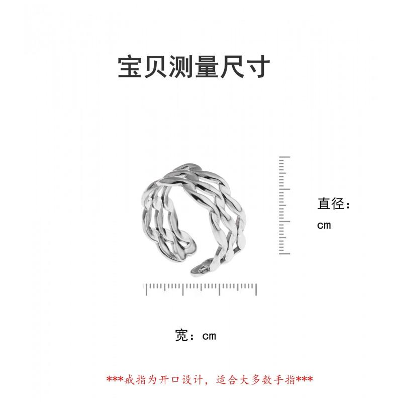 Adjustable Open Ring Men Women Minimalist Geometric Double Band Wave Design Plated Retro Chic Jewelry