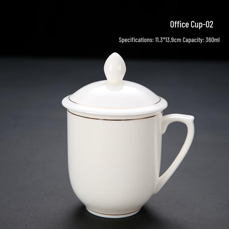 Shangqi White Porcelain Office Tea Cup with Lid