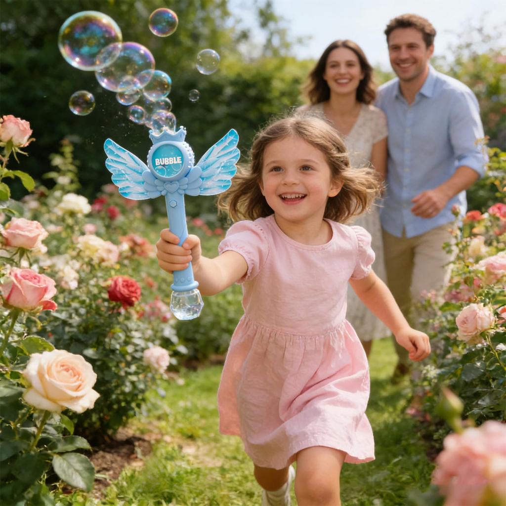 Bubble Wand Toy for Kids Magic Bubble Maker with 60ml Bubble Solution Safe and Durable Plastic Material Suitable for Outdoor Play and Parties