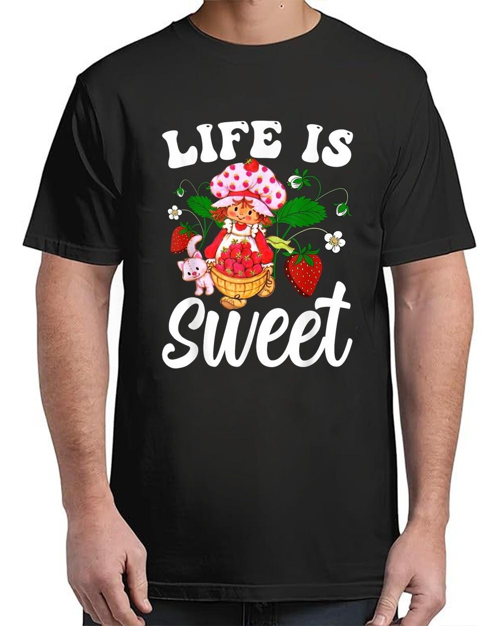 Life Is Sweet Vintage Strawberry Funny Adult S-4XL T-Shirt M