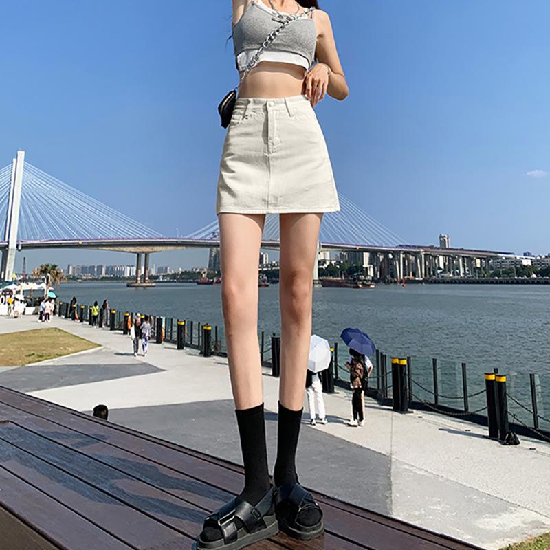 Women's White A-Line High Waist Denim Skirt - Summer 2025 Collection