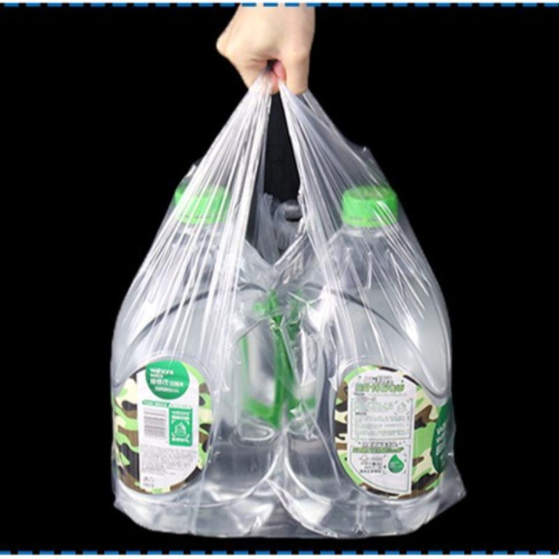 500 Stück Dicke Transparente Handliche Aufbewahrungstasche Zuhause Supermarkt Einkaufstaschen Große Kapazität Kunststoff Aufbewahrungsbeutel mit Griff Haushaltswaren
