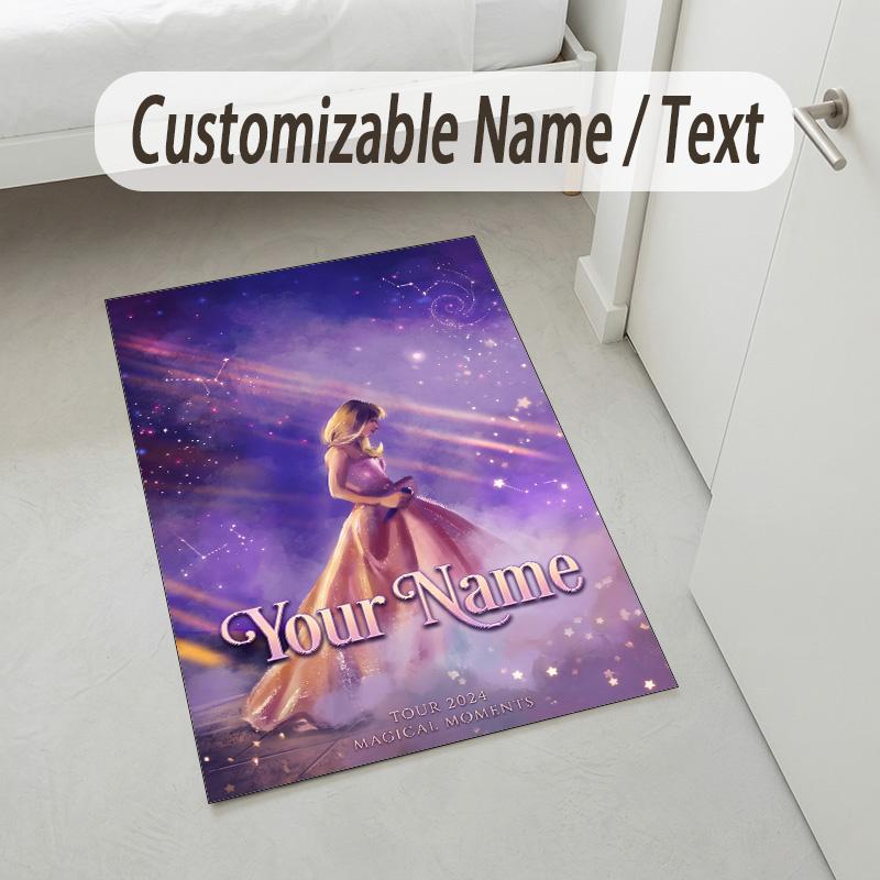 Personalized Crystal Velvet Carpet,Taylor Swift Custom Printed Name, Plush Area Rug For Home Indoor Decor