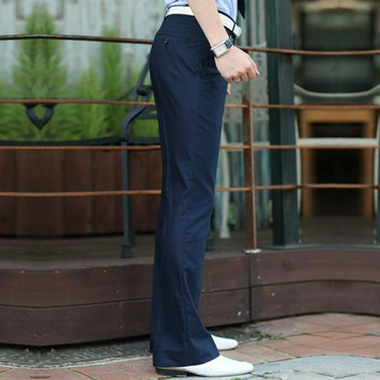 Men's Casual Wide-Leg Dress Pants - Non-Iron, Flared, Loose Fit