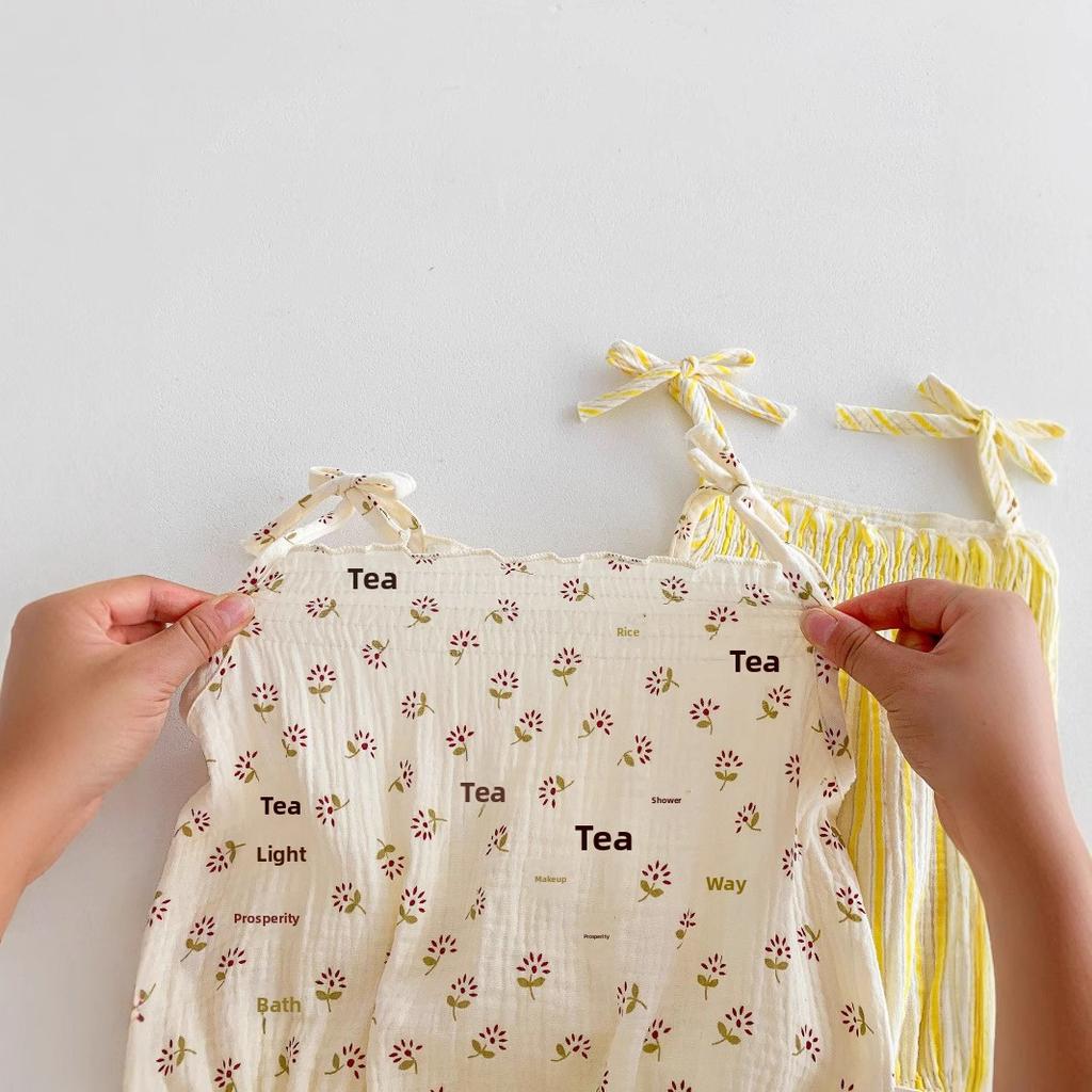 RTS Female Baby Cotton Thin-Strapped Floral Print Romper Bodysuit for Infants Toddlers Cute Summer Outfit Sweet Style Jumpsuit