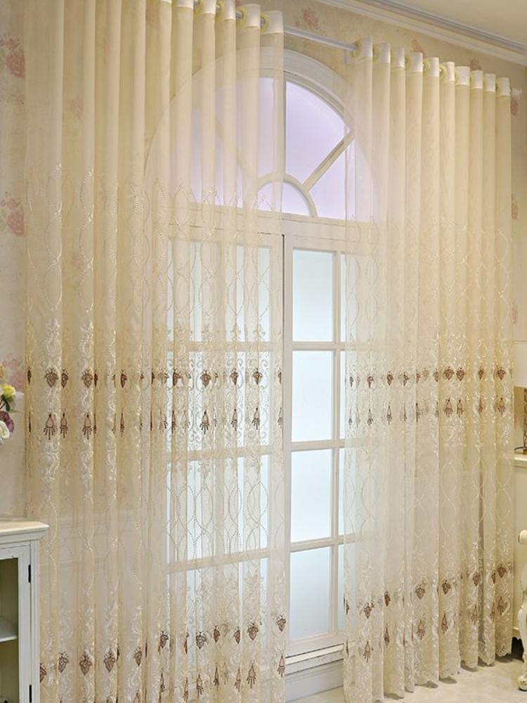 Cortinas transparentes bordadas estilo Glamour europeo, Tratamientos para dormitorio, oficina, cocina, sala de estar, estudio
