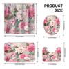 4-teiliges Duschvorhang-Set „Floral Romance Scene“ mit rutschfester Badematte, Toilettendeckelbezug, Kontur-Teppich & 12 Haken, Badezimmer-Dekoration