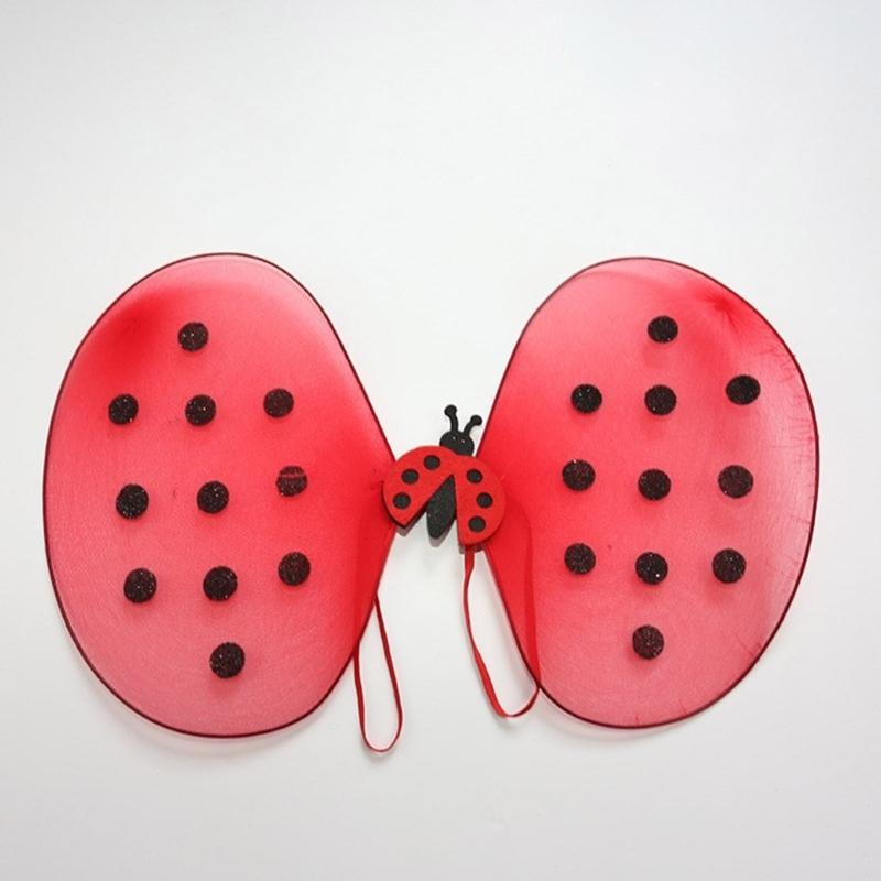 Lady Bugs Costume Star Wands Ladybird Wing Headbands Tutus for Dress Up Pretend Play Birthday Halloween Party Cosplays