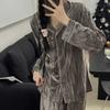 Korean Style Velvet Pajamas Women Autumn Winter Sleepwear Long Sleeve Casual Nightwear Pyjamas Suit Home Clothes Sleep Set