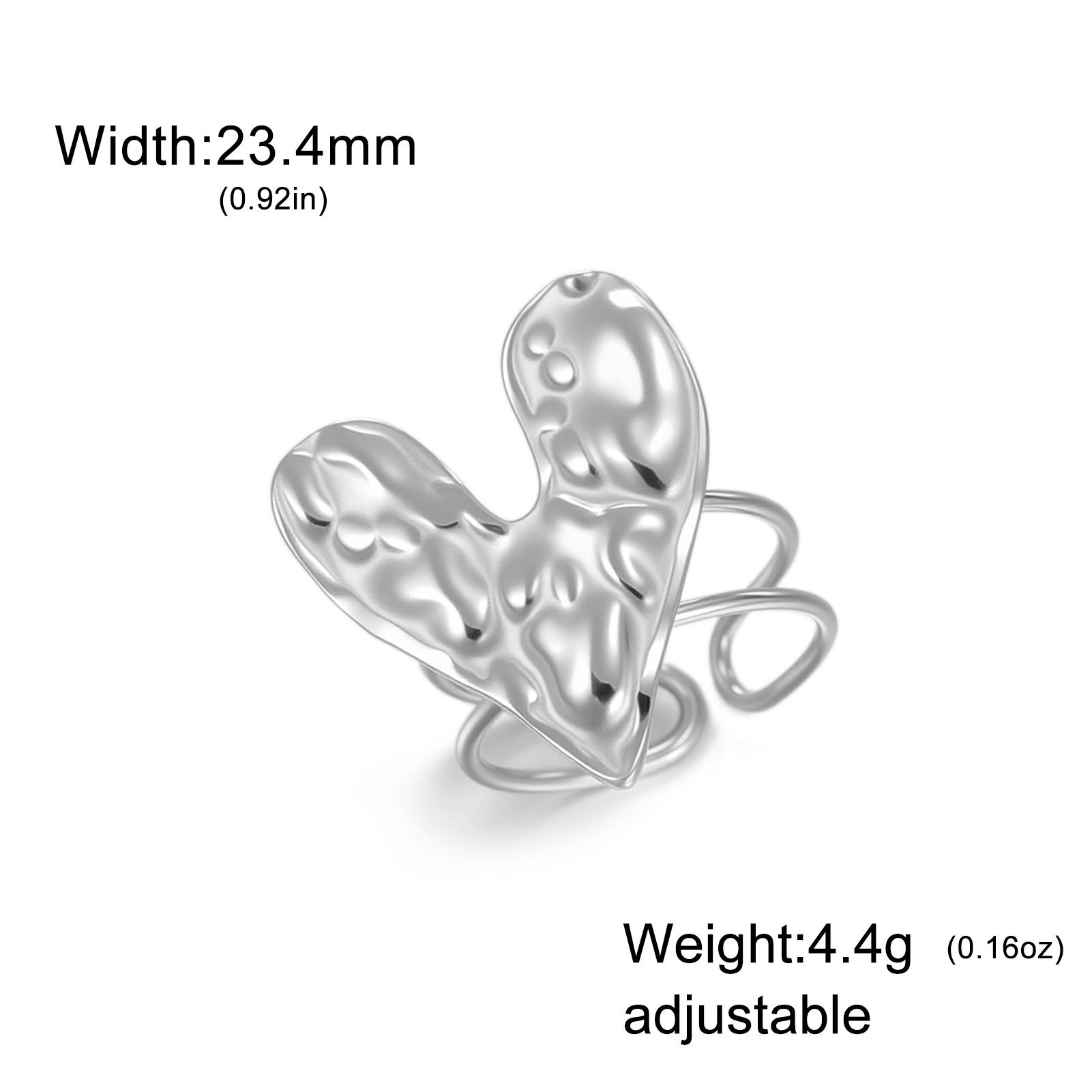 

Stainless Steel Love Heart Opening Ring for Women Gold Color Adjustable Finger Rings Texture Design Minimalist Jewelry Gifts resizable