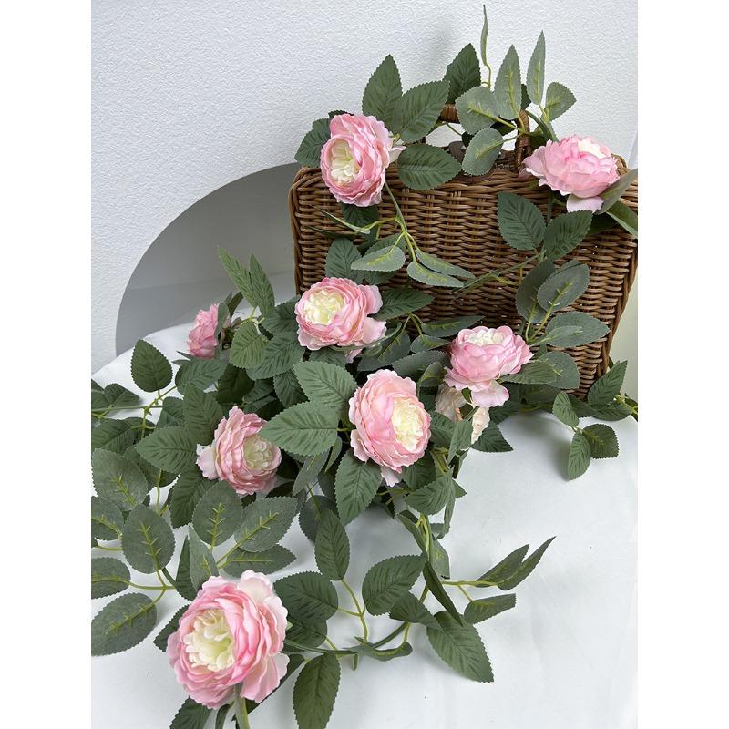 

Искусственный цветок пион цветок лоза имитация зеленого растения вьющаяся лоза для внутреннего потолка настенное украшение Peony Vine розовый