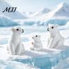 DIY Craft Accessories 4Pcs Mini Polar Bear Figurines, Miniature Mother and Baby Ornaments, Decorative Wildlife Miniatures Cute Animal Statues,