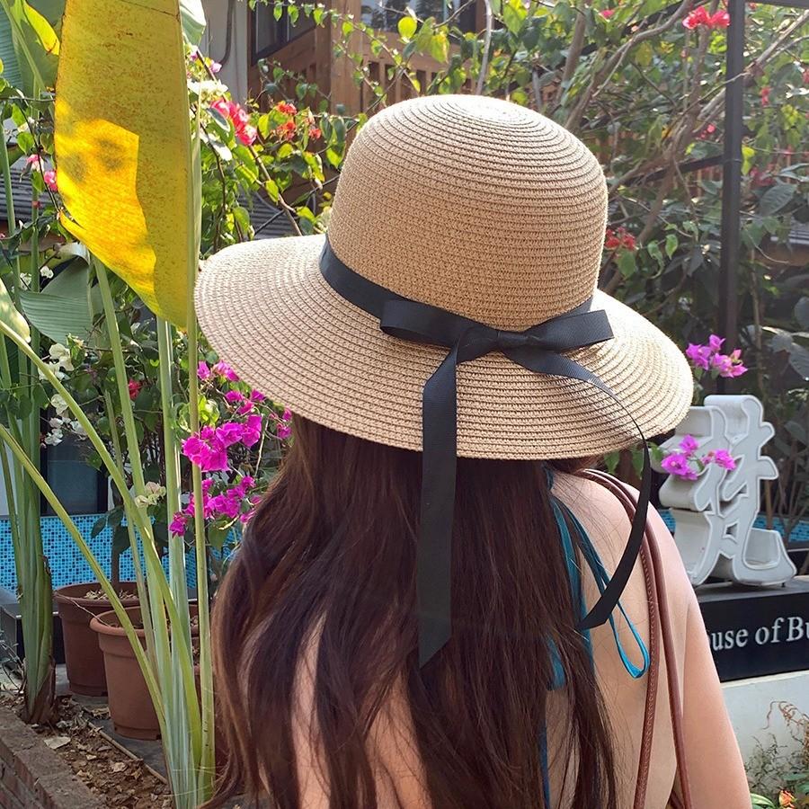 

Paper Straw Summer Wide Brim Sun Hat For Women With Uv Protection And Adjustable Fit чёрный