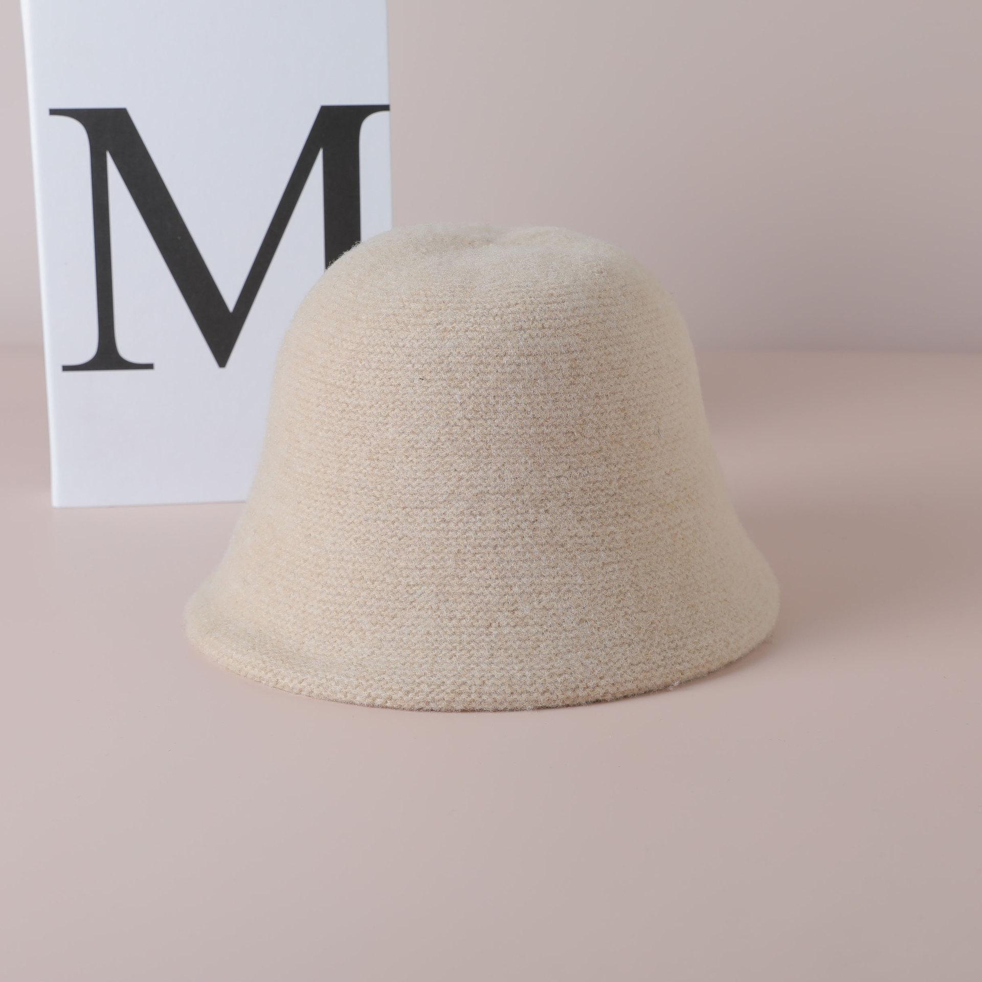 

Autumn and winter wool bucket hat trendy versatile washbasin hat women s knitted double-sided foldable bucket hat One Size бежевий