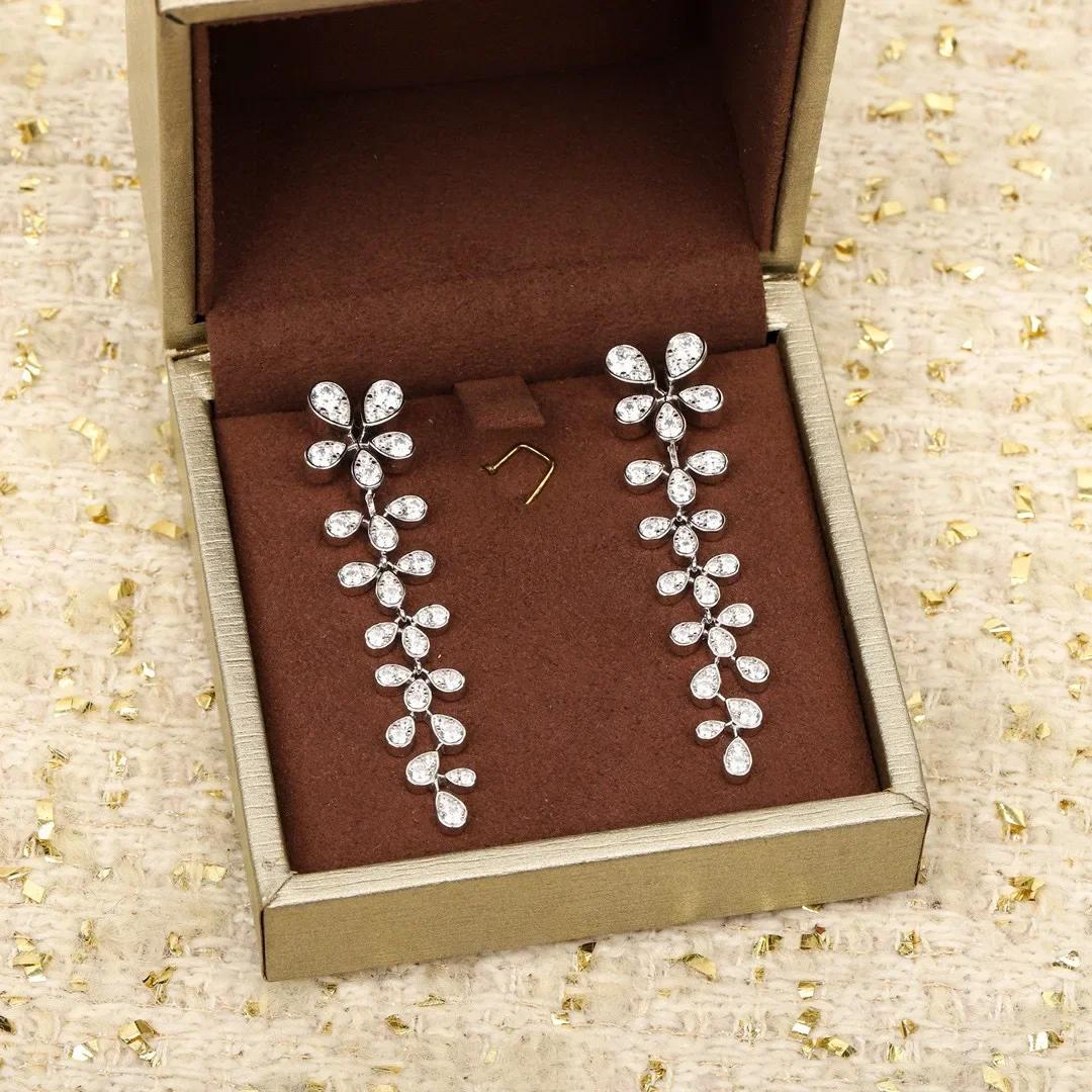 Musla Hot Sale Vintage Earrings Luxury Jewelry for Women Fashion Designer Eardrop Full Diamond Pure 925 Sliver Stud Earrings