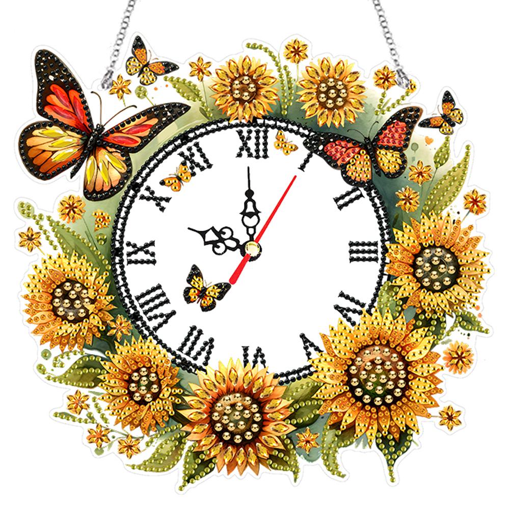 2D Flat DIY Irregular Shaped Drilling Diamond Painting Clock Pendant Diamond Art Clock Pendant Kit for Home Decoration