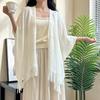 Women S White Fringed Hollow Out Shawl Versatile Air Conditioner Cape