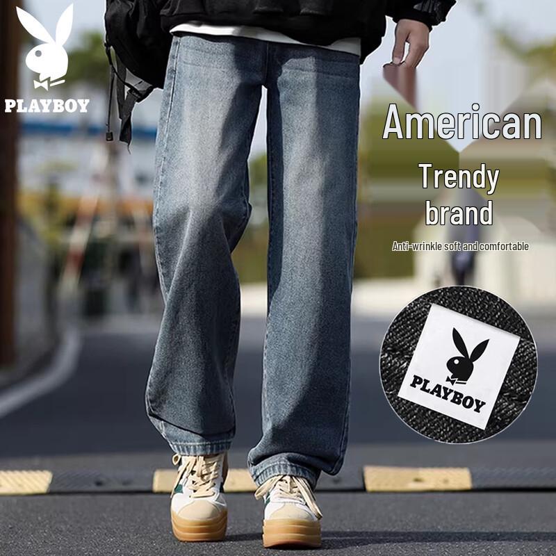 Playboy Men s Loose Straight-Fit American Style Jeans M