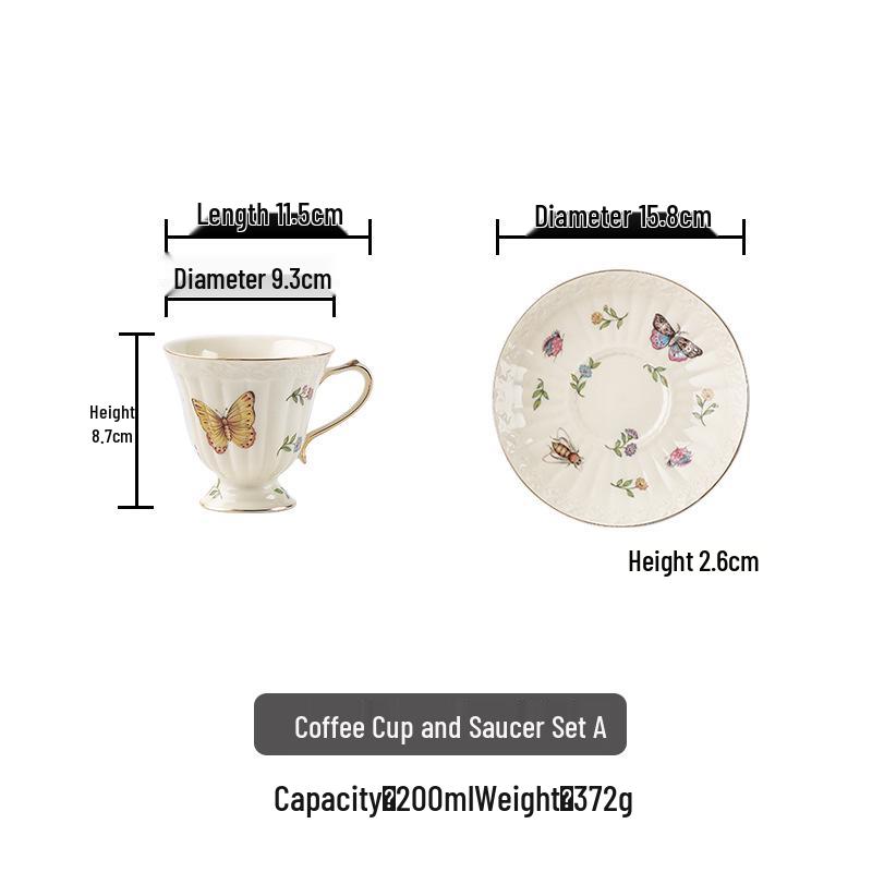 Retro Dragonfly & Butterfly Ceramic Tableware Set: Salad Plates, Bowls, and Deep Plates for Western and Asian Cuisine.