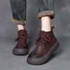 Damen Echtleder Stiefel Klobige Plateaustiefel Kurze Stiefel Retro Streetstyle Winter Warm Wolle Fell Damen Flats Stiefeletten