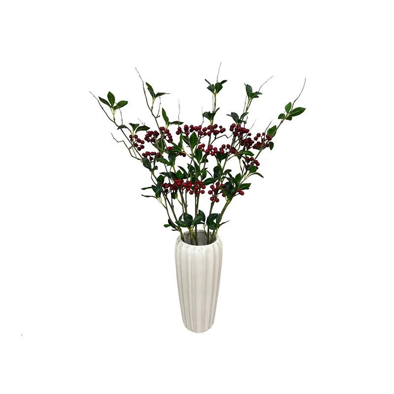 Realistic Artificial Blueberry Branch with Green Leaves, Faux Blue Berry Twig Stem, Simulation Fruit, Centerpiece DIY Floral Arrangement Accessories