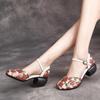 Women Shoes Summer Sandals Genuine Leather Fashion Buckle Strap Print Retro Handmade Concise Leisure Ladies Sandals Casual Shoes