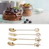 4Pcs Ornament Metal Spoon Rustless Steel Star Pendant Spoon Mini Dessert Spoon  For Hotel