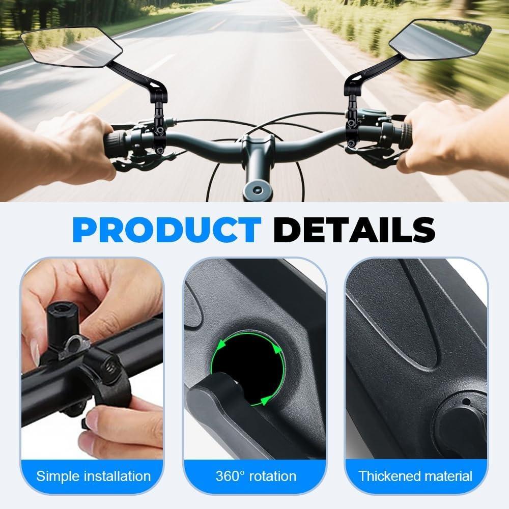Espelho Retrovisor de Bicicleta Rotativo e Ajustável 360°, Novo Modelo 2026 Instalação no Guidão (Lado Esquerdo Único)