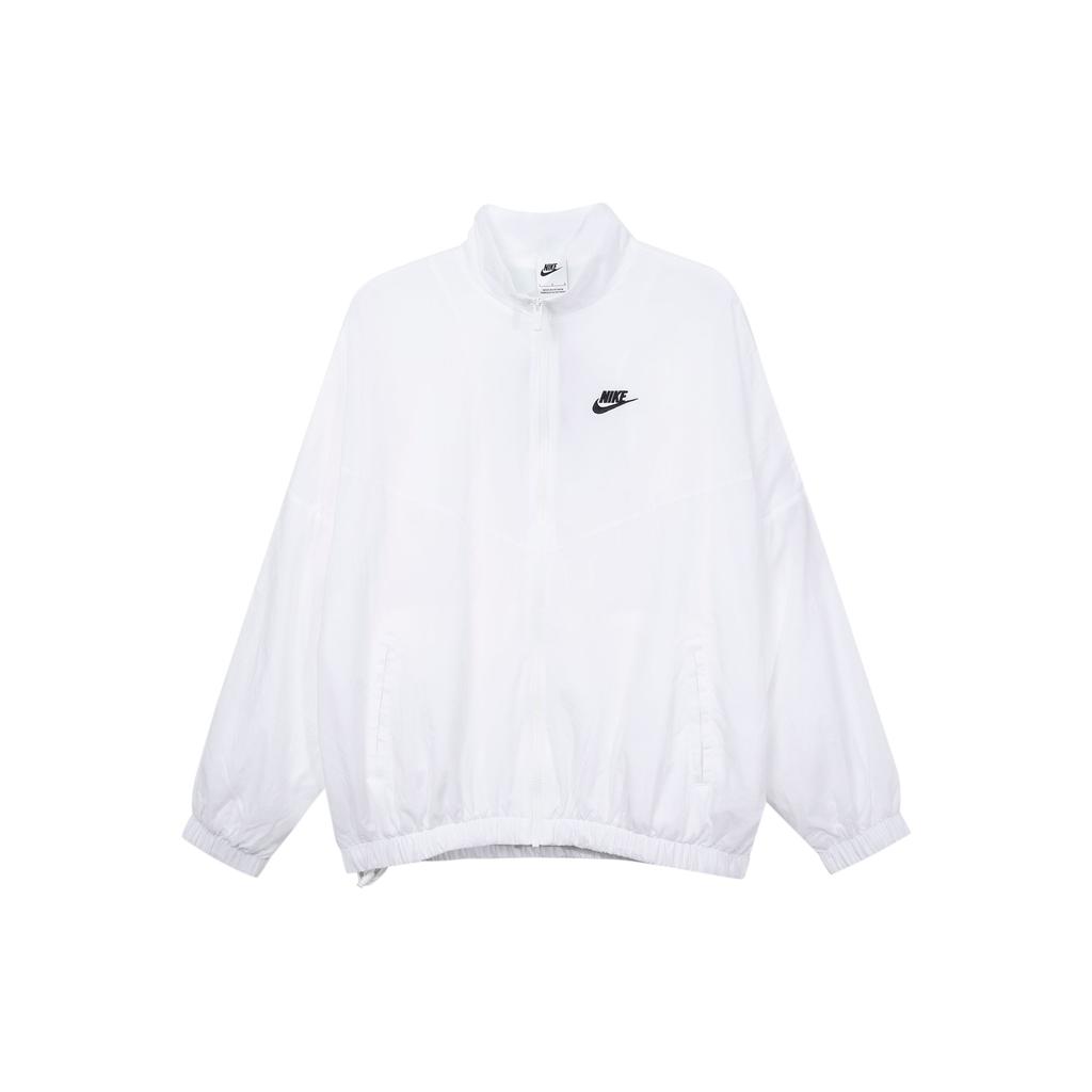 Nike Embroidered Logo Solid Color Zip Jacket Women Outerwear White DM6186-100