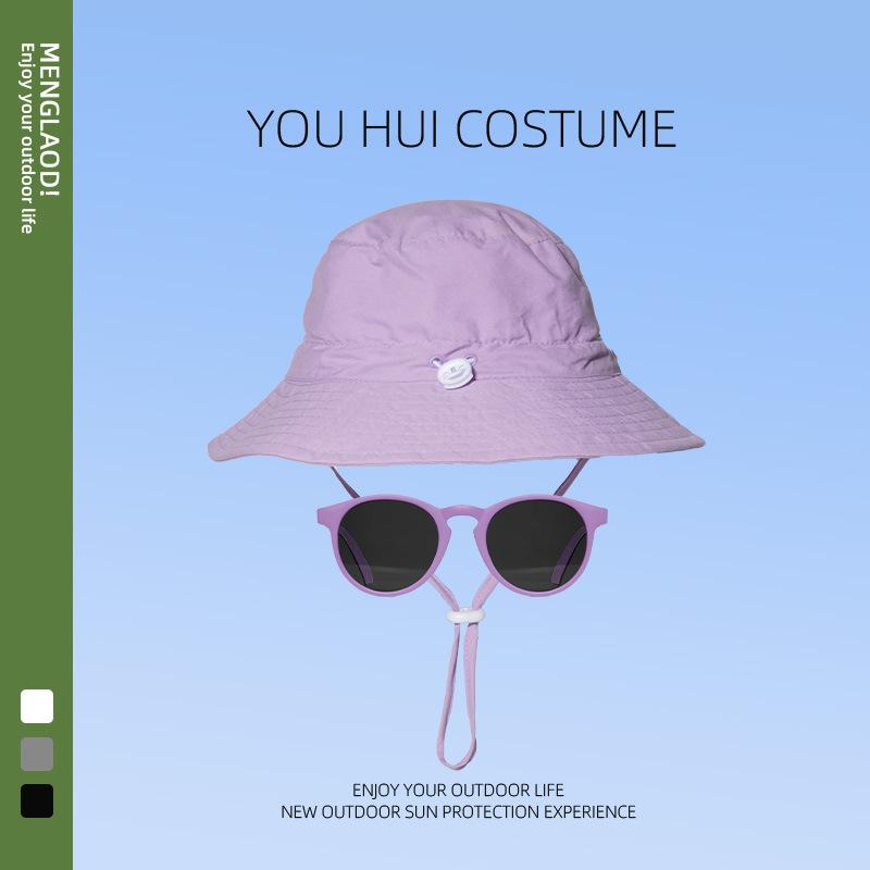 Barn enfärgad bucket hat sommar stor brätte UV-skydd solhatt söt baby mode mångsidig strandhatt