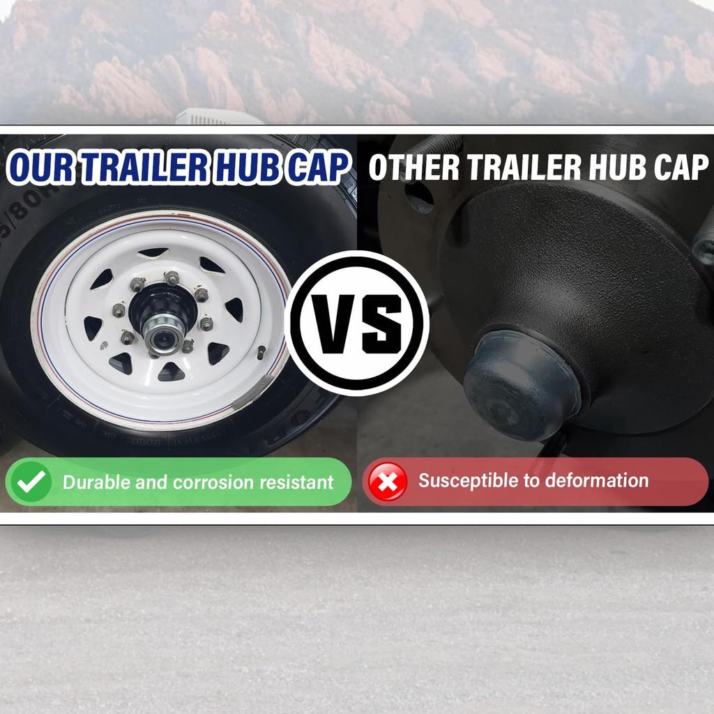 4 PCS 2.44'' Trailer Hub Dust Cap Trailer Axle Grease Cap With 8 Rubber Plugs, Steel Wheel Bearing Dust Caps Fit For Most Standard 5200 To 6000 Pound