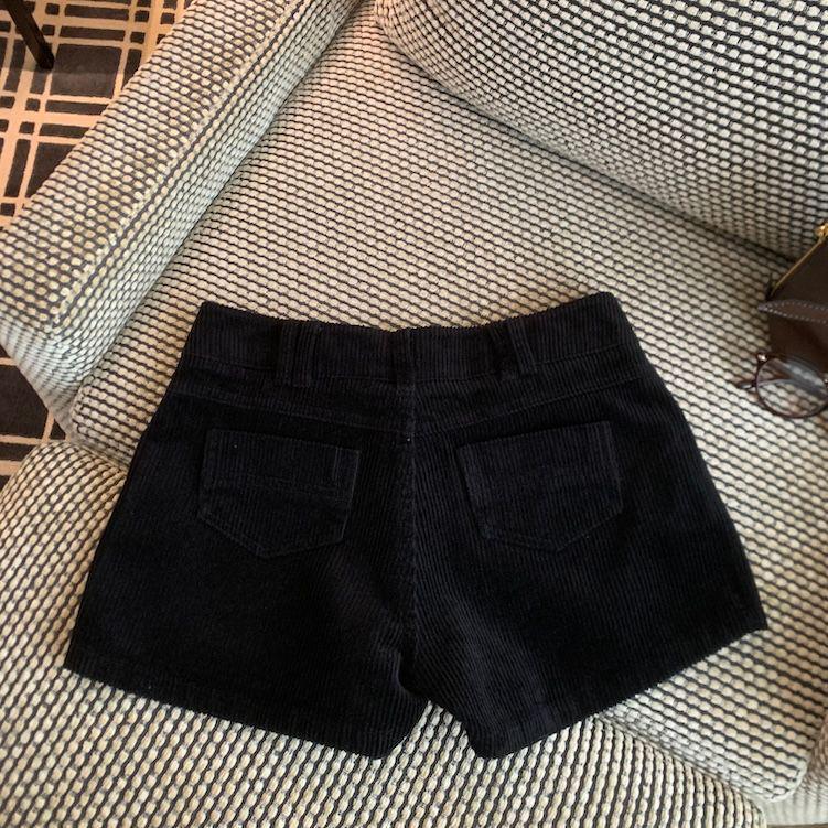 Pantalones Cortos Casuales de Pana Caqui de Pierna Ancha Retro para Hombres y Mujeres