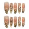 10 Pcs Glossy Long Oval False Nails with Rhinestone Decor Press On Nails 3D Bunny Design Artificial Nails For Women Girls